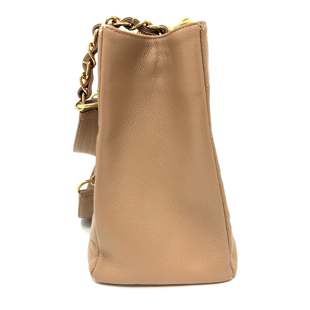 CHANEL Shoulder Bag Caviar skin beige Tote Bag Decacoco CC COCO Mark Matelasse Women