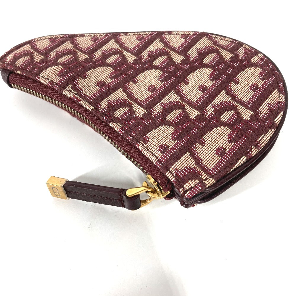 Dior Coin case Canvas / leather wine-red Oblique saddle Women