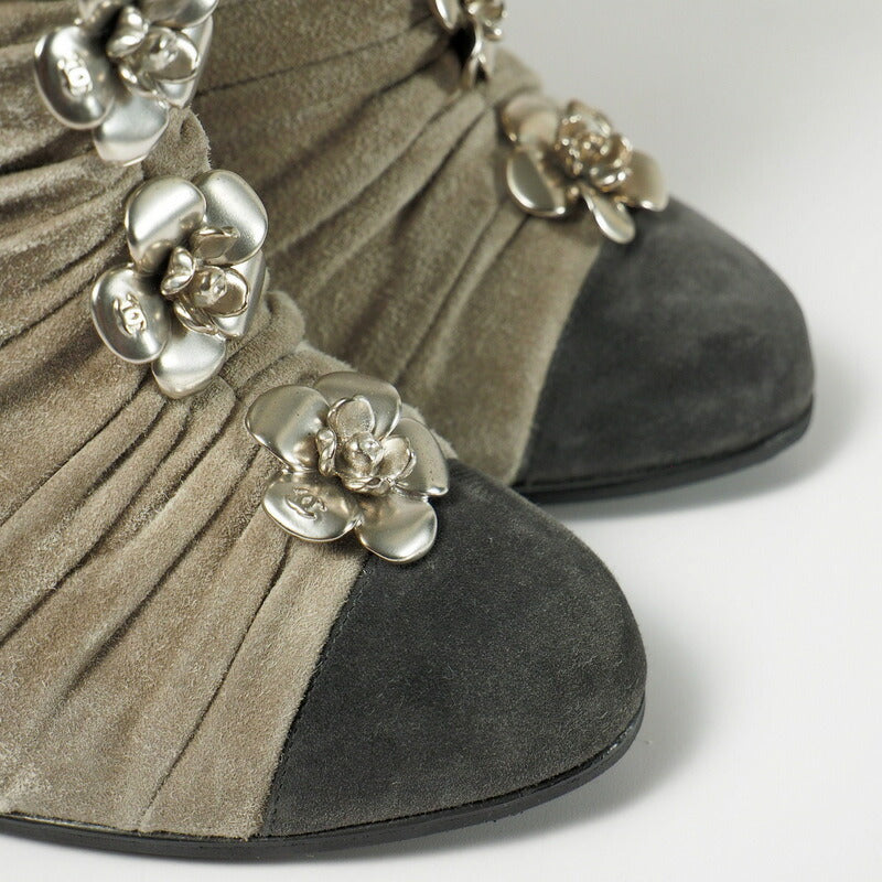 CHANEL boots suede Gray / black Women 37.5C