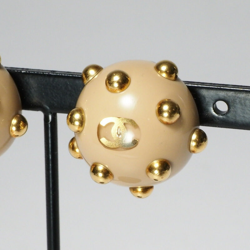 CHANEL Earring Plastic, Gold Plated Bi-color Studs Pole Women