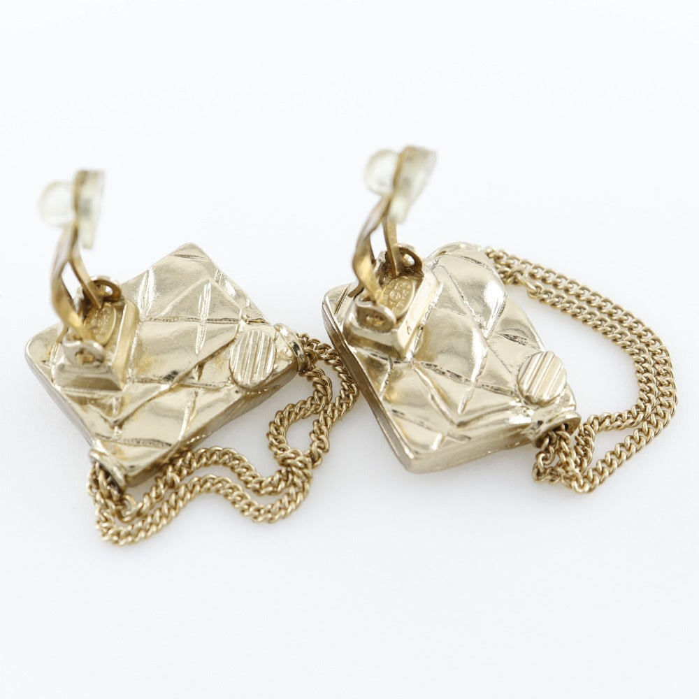 CHANEL Earring Plated Gold gold Bag-shaped Earrings Matrasse Women