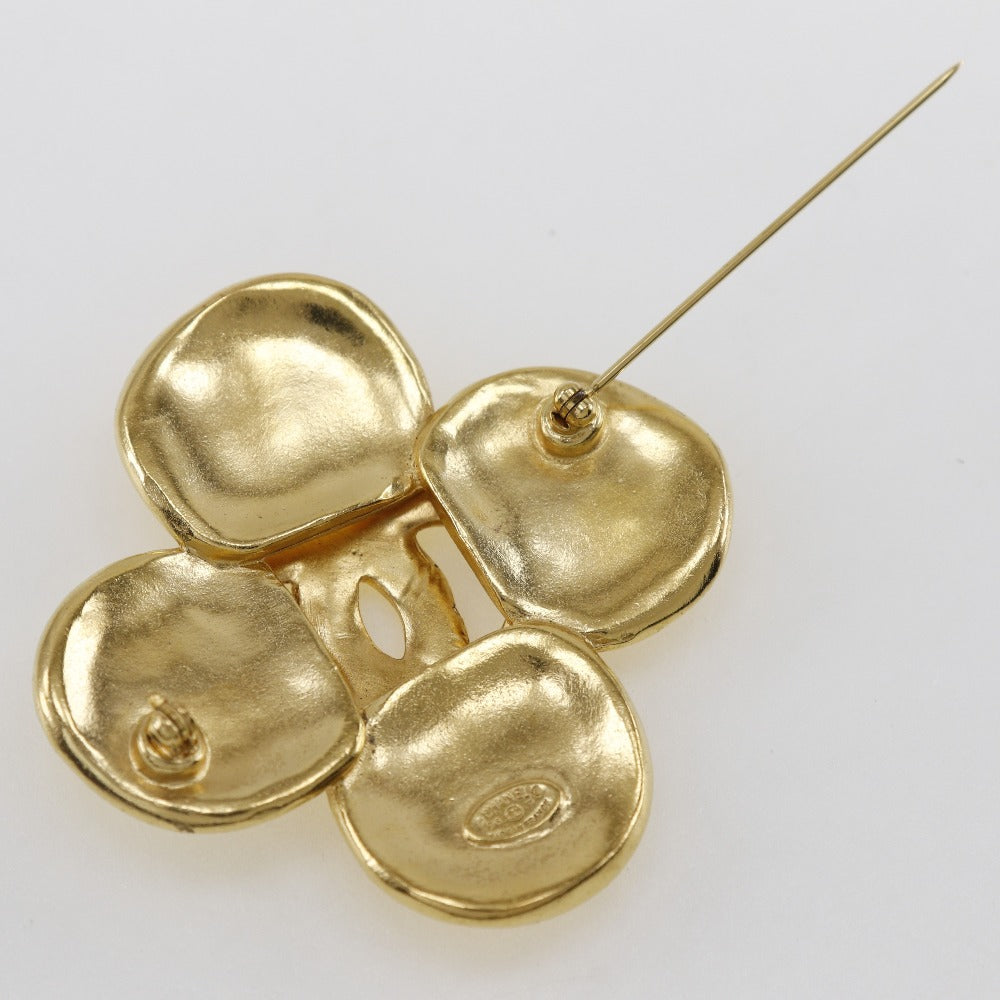 CHANEL Brooch Plated Gold gold Clover Women