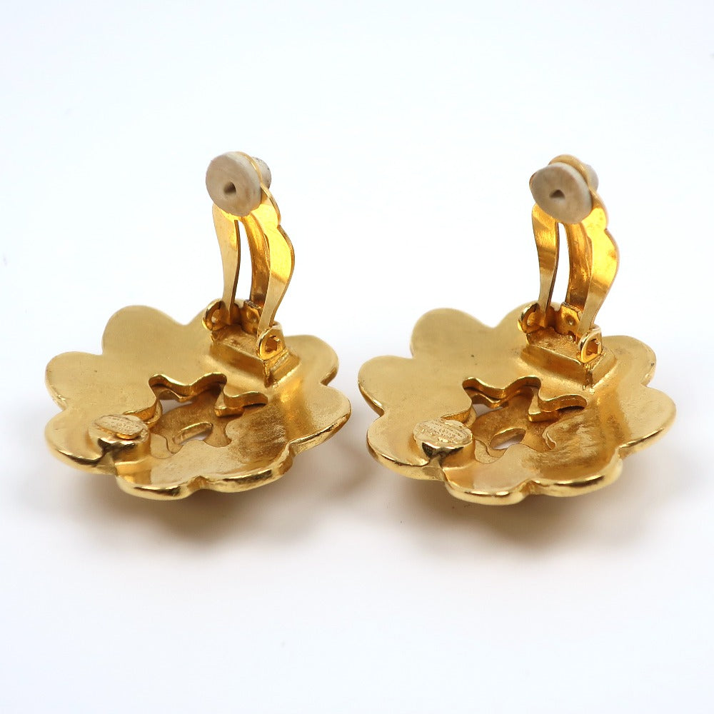 CHANEL Earring Plated Gold gold vintage COCO Mark flour Women