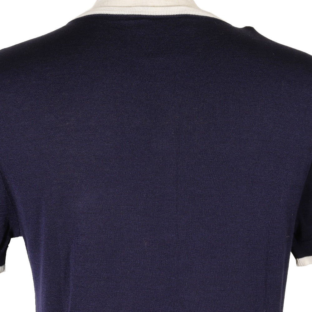 CHANEL knit P06382 cotton Navy blue 96P Short sleeve Women 38