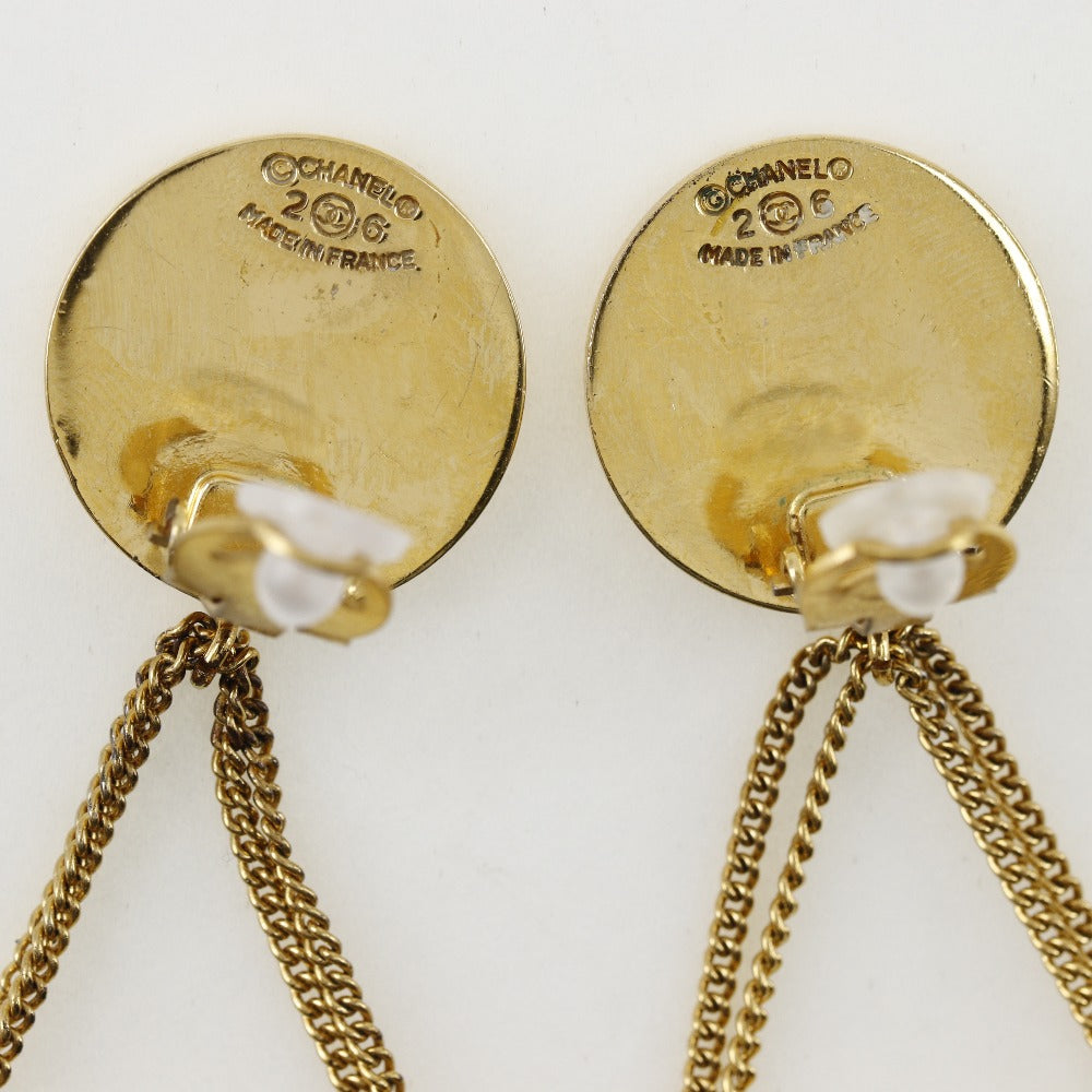 CHANEL Earring Plated Gold gold Matelasse motif COCO Mark Women