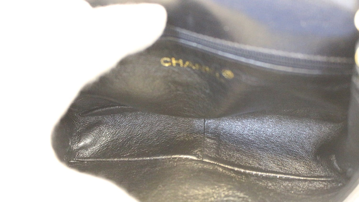 CHANEL Lamb Skin Black CC Logo Chain Shoulder Crossbody Bag