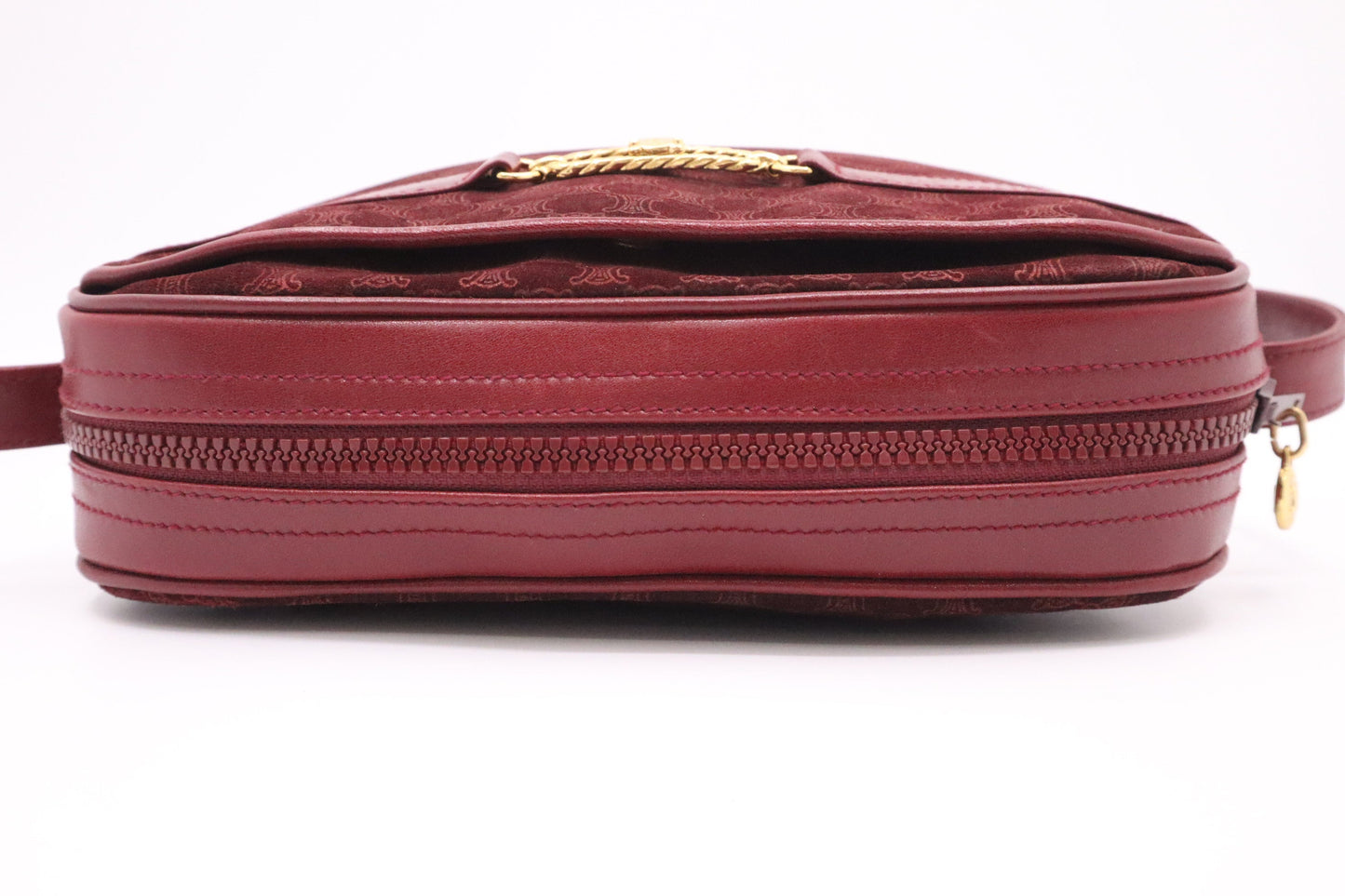 Celine Shoulder Bag in Bordeaux Canvas and Leather