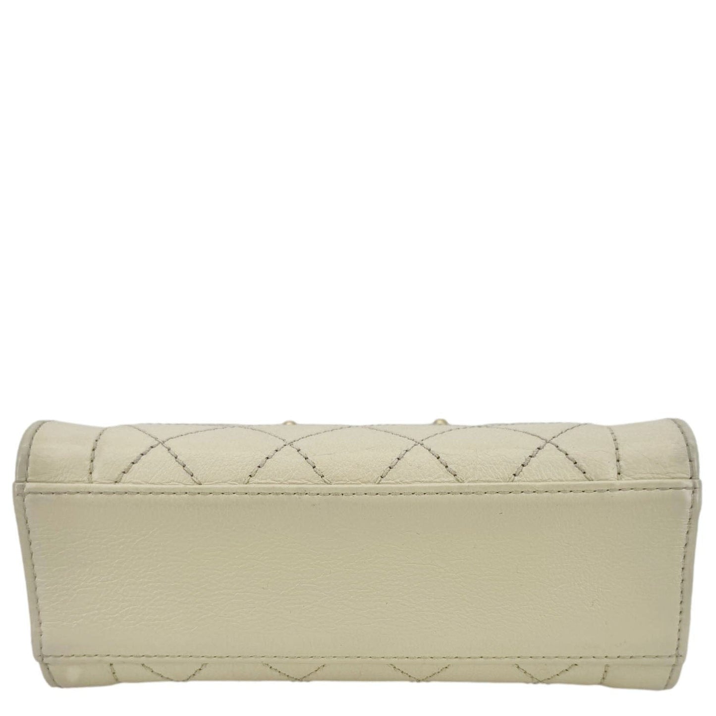 CHANEL Stitched Label Click Mini Quilted Leather Shopper Tote Cream