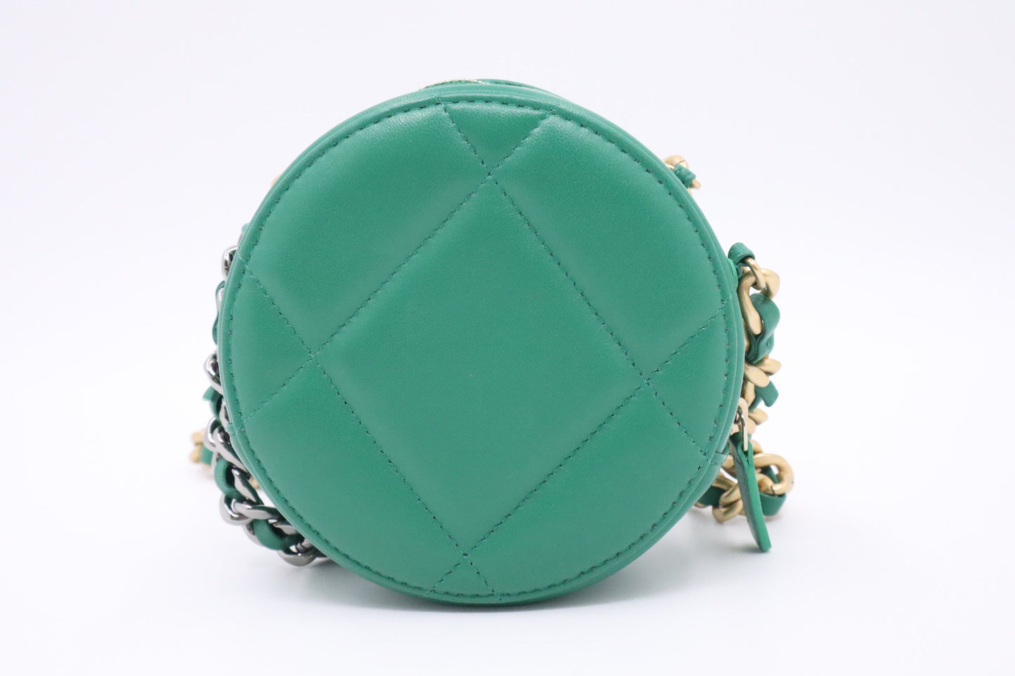 Chanel 19 Round Clutch on Chain in Green Leather