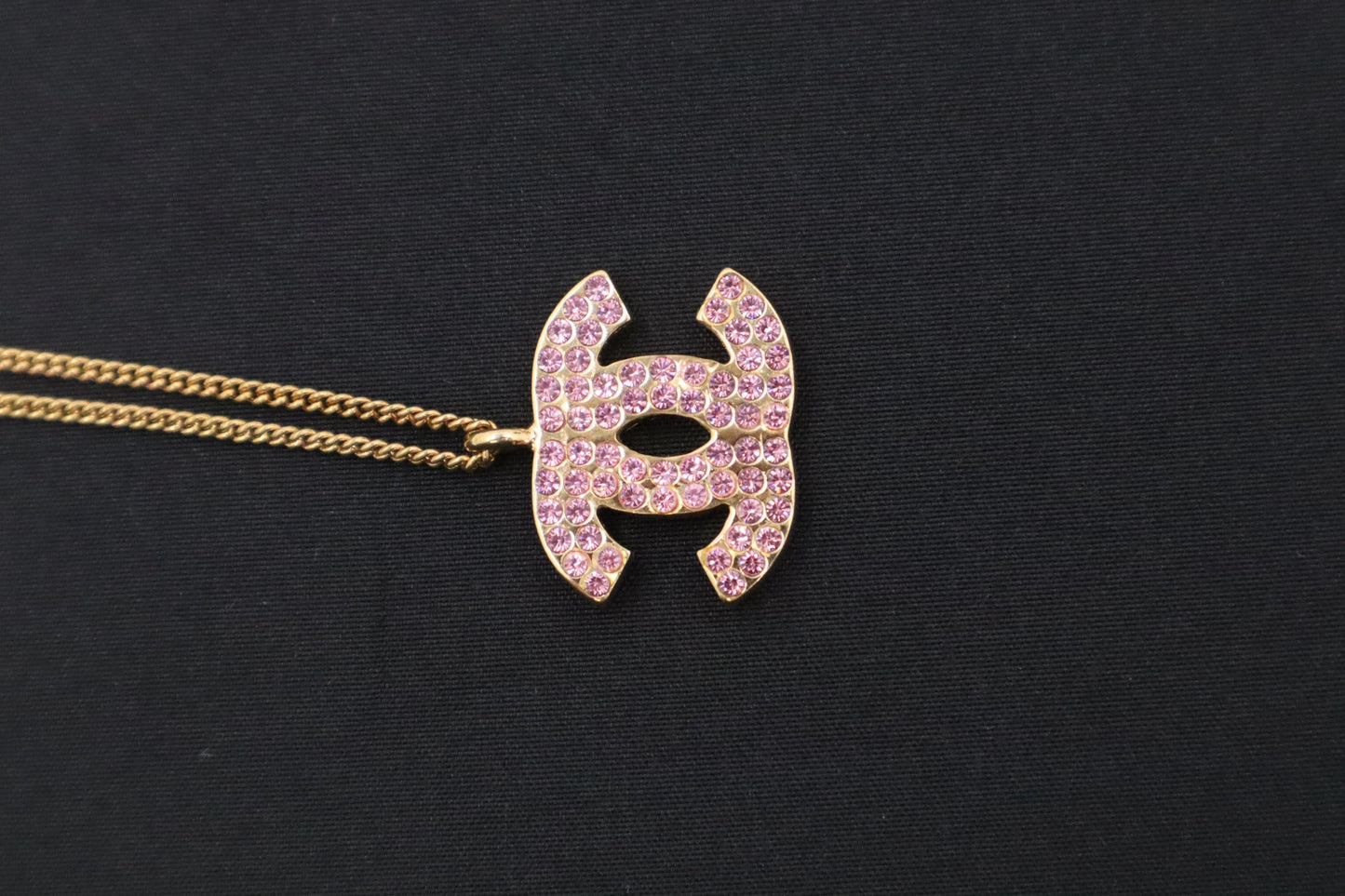 Chanel Necklace in Gold with Pink Rhinestones