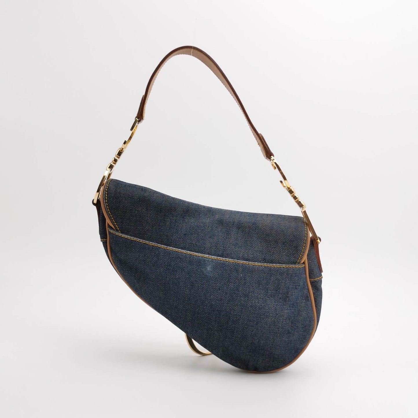Dior Saddle Vintage Navy Denim with Silk Lining and Leather Trim