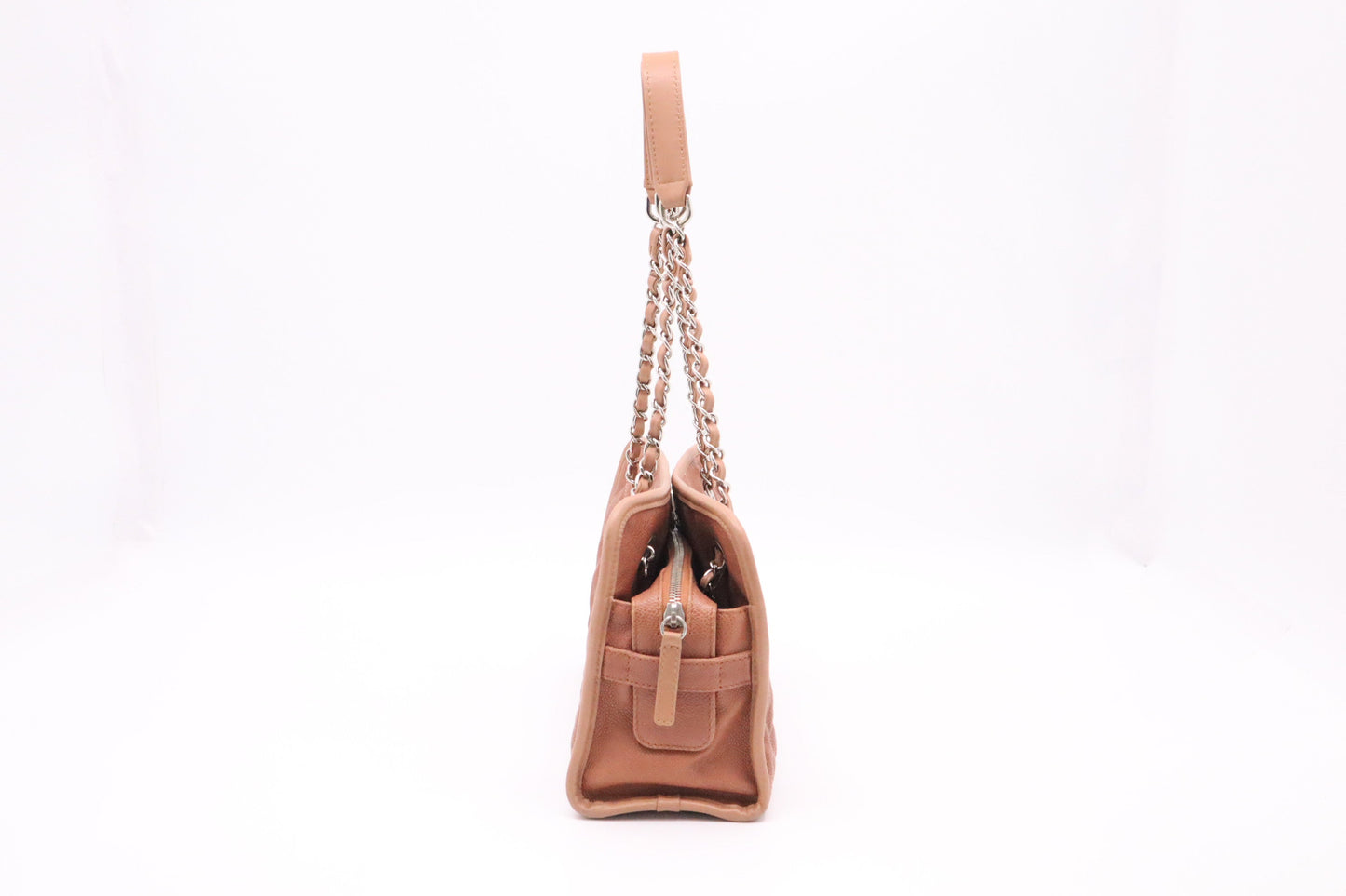 Chanel French Riviera Chain Shoulder Bag in Brown Caviar Matelassé Leather