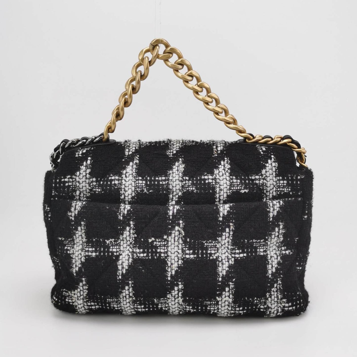 Chanel 19 Bag 2021 Medium Black White Checkered Tweed Bag