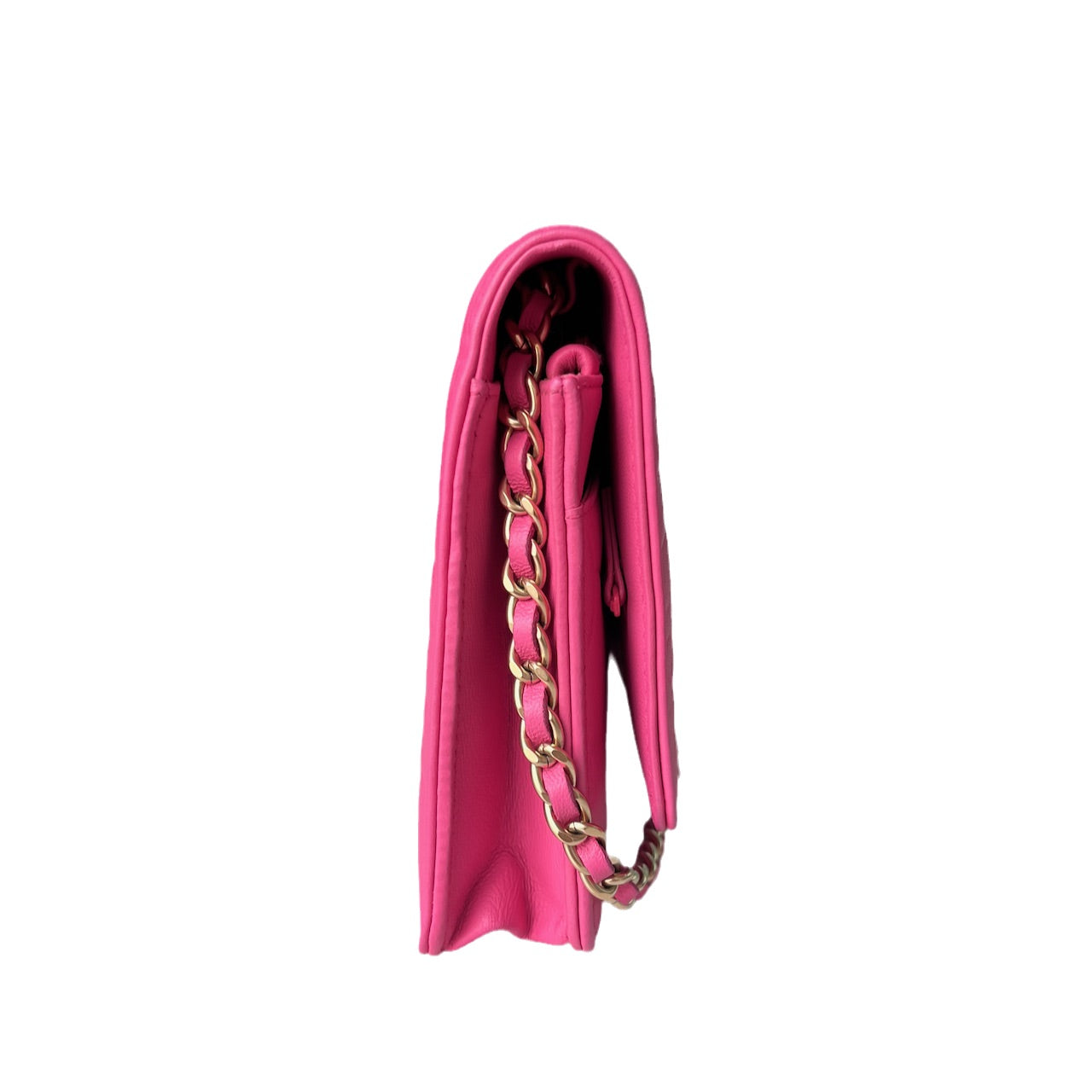 Chanel Wallet On Chains WOC Classic Pink Camelia Flower Embossed