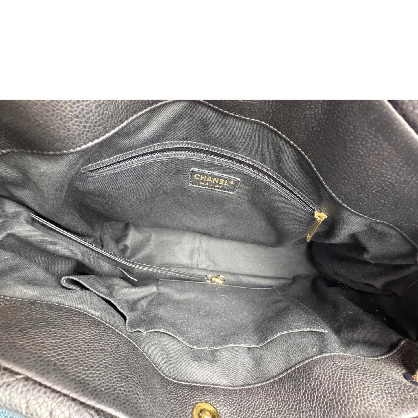 CHANEL Timeless CC Soft Quilted Caviar Leather Tote Bag Black