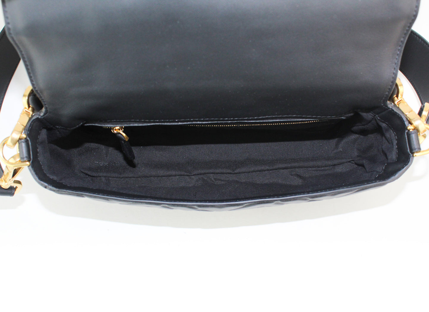 Fendi Nappa FF Baguette Medium in Black Leather