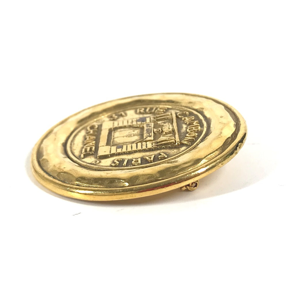 CHANEL Brooch metal gold Vintage round logo Women