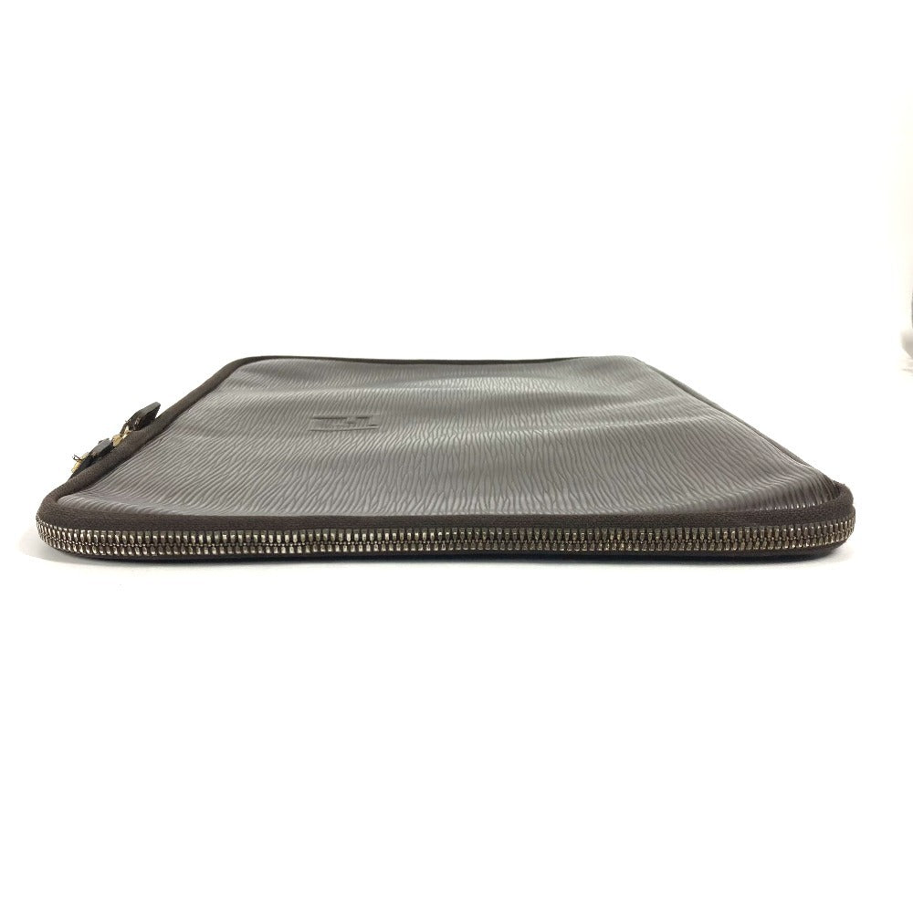 FENDI Clutch bag leather Brown vintage FF logo Women