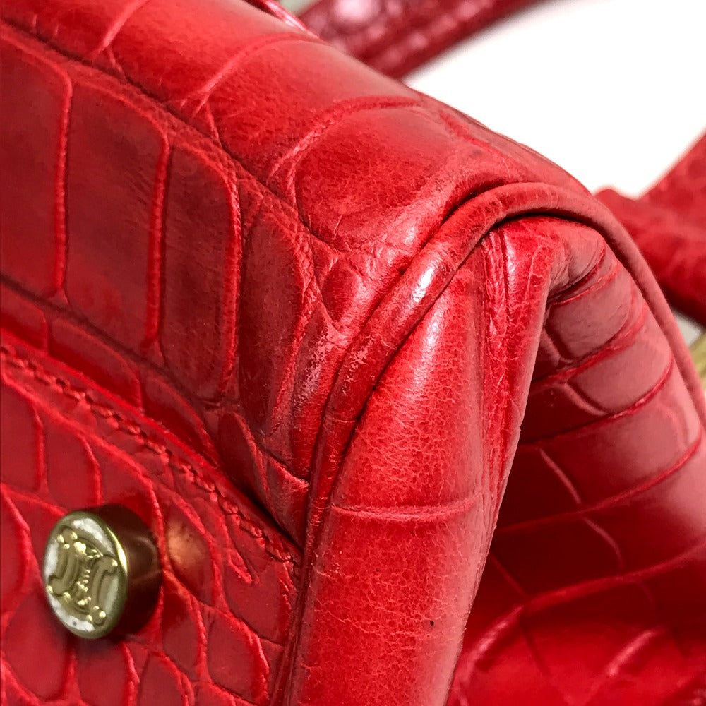 CELINE Handbag leather Red belt Embossing Women