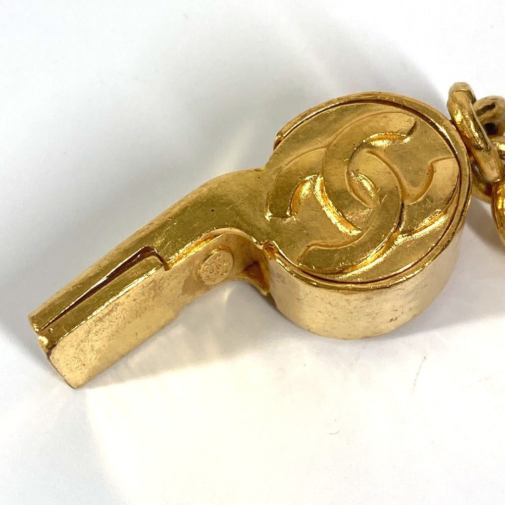 CHANEL key ring metal gold 97A CC COCO Mark Whistle Women