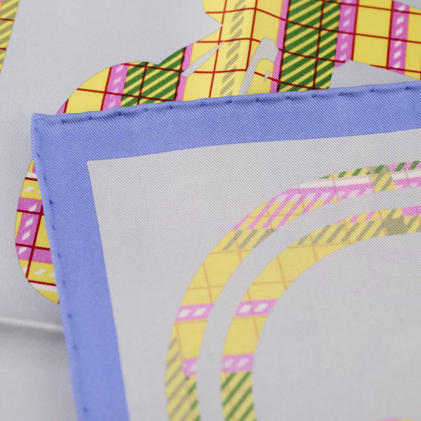 Hermes Scarf 42 x 42 Purple/Yellow/Pink/Grey