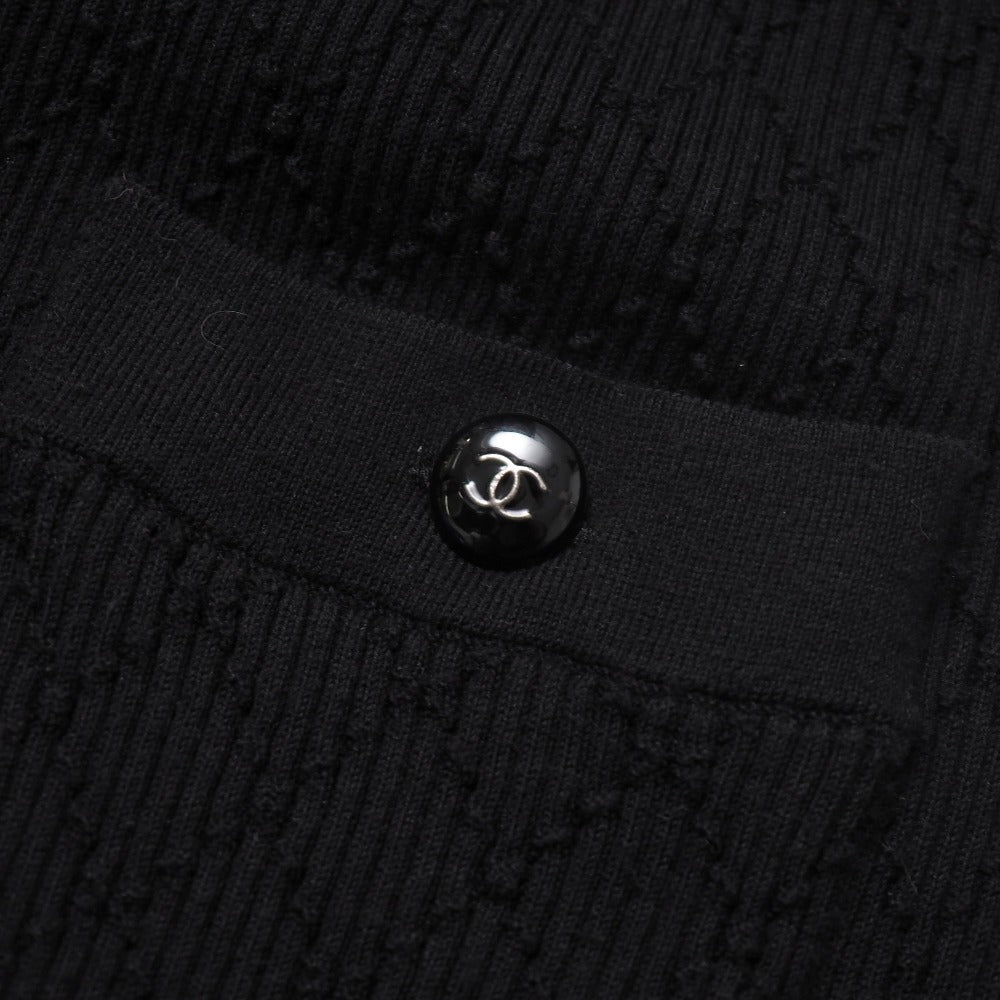 CHANEL knit cotton black P45654 Women 38