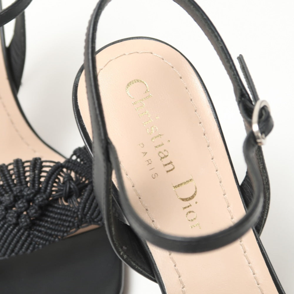 Christian Dior Sandals Macrame x Calf Leather black 35.5