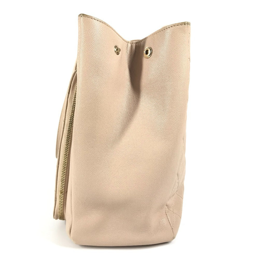 CHANEL Shoulder Bag Caviar skin beige CC COCO Mark business affinity shopping Women