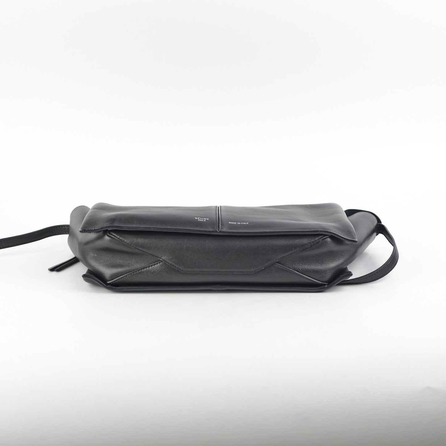 Luxury CELINE TriFold Clutch On Chain Black Leather