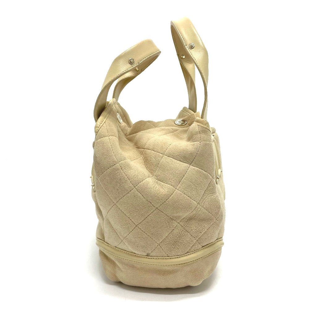 CHANEL Handbag Mouton / Leather Beige x Gold Metal CC COCO Mark Mokomoko Women