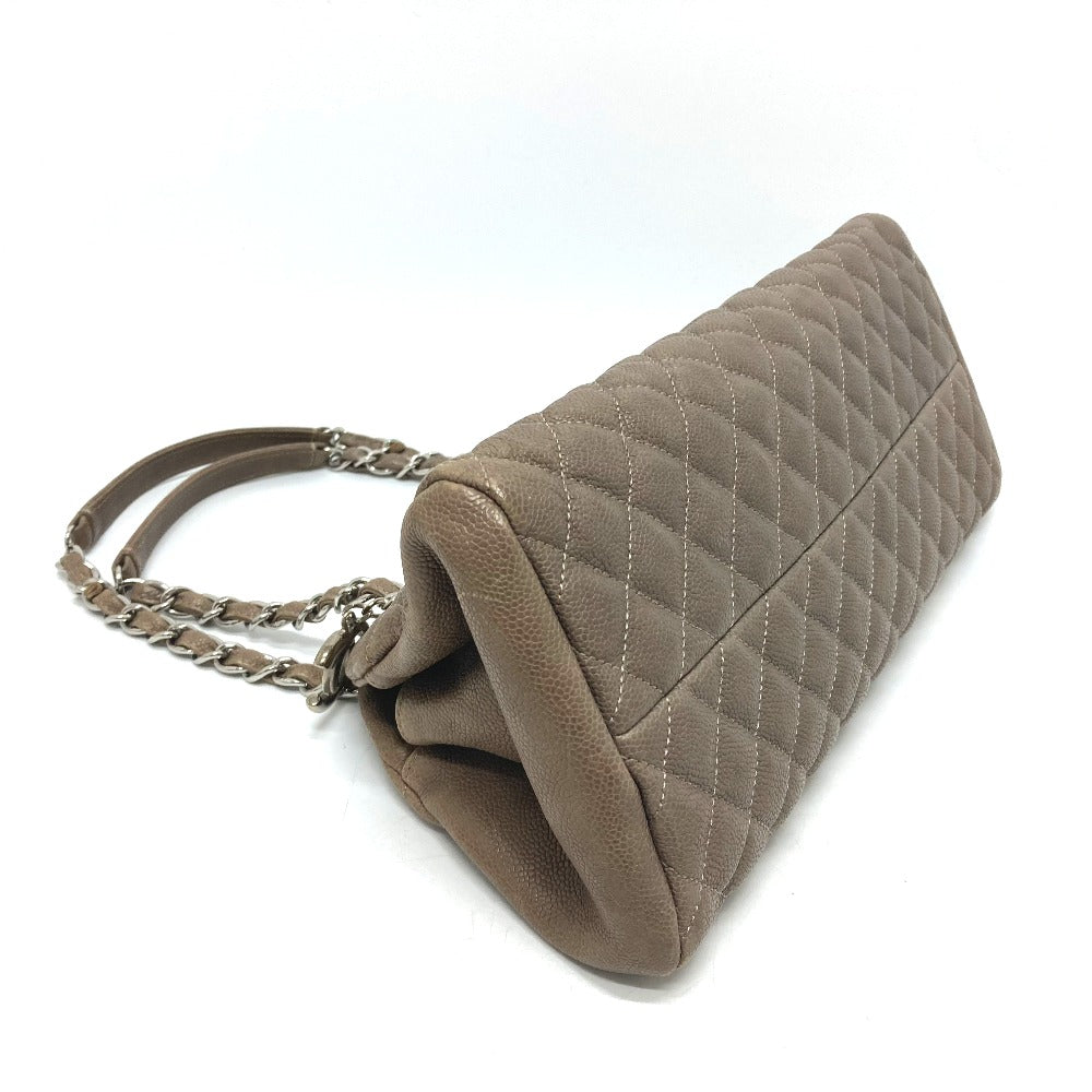 CHANEL Shoulder Bag Caviar skin Brown CC COCO Mark Mademoiselle Bowling Women