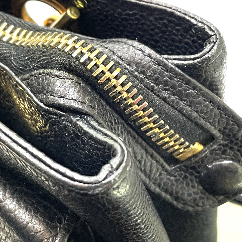 CHANEL Shoulder Bag Caviar skin black CC COCO Mark Matrasse Women
