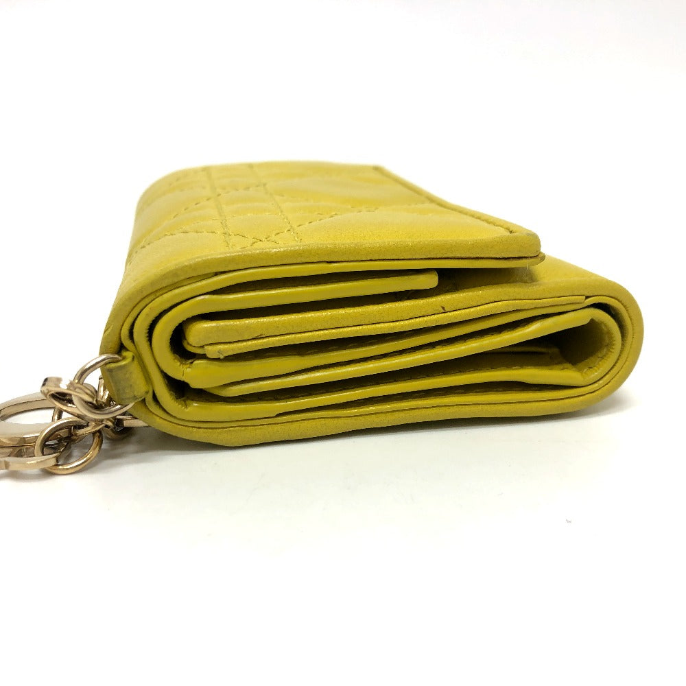 Dior Trifold wallet leather Gold Metal lady dior cannage lotus wallet Women