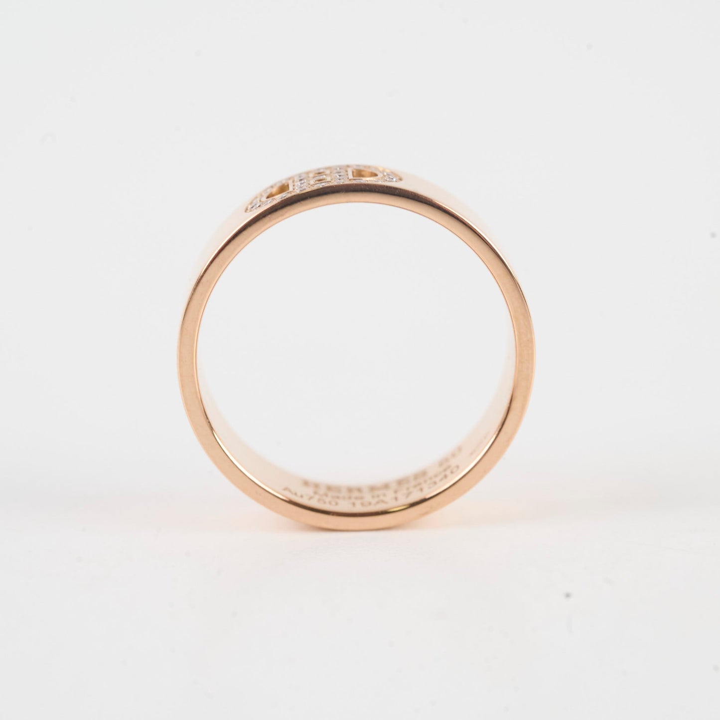Hermes H'Ancre Diamond Ring Rose Gold Size 50
