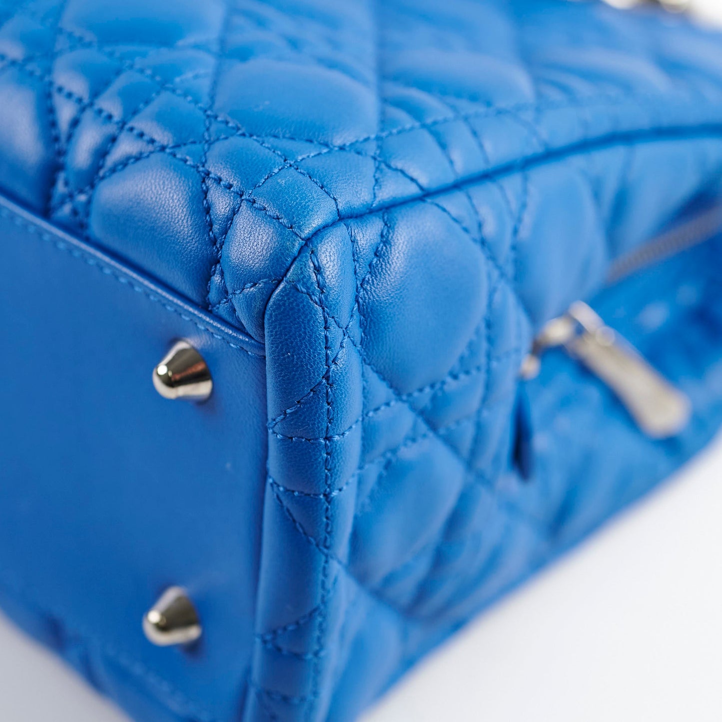 Christian Dior Cannage Leather Shopping Tote Blue