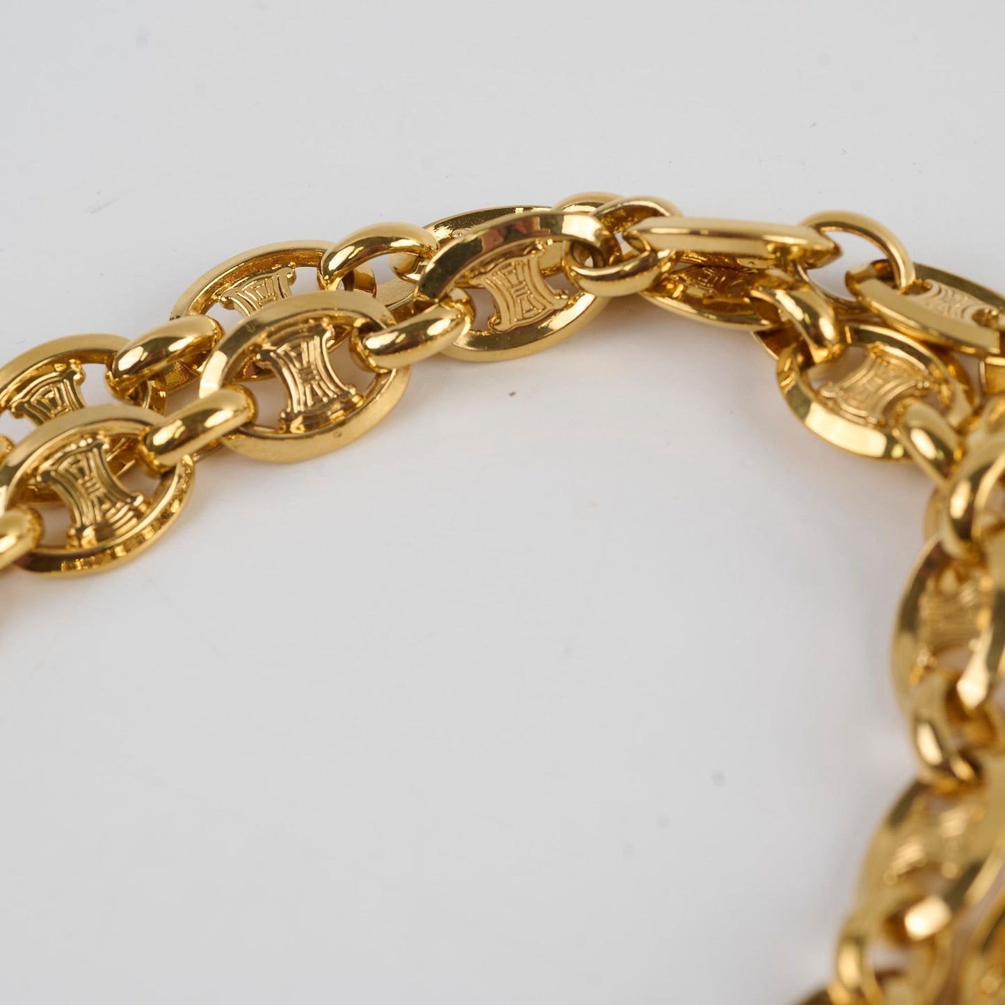 Luxury CELINE Triomphe Logo Belt Gold Size 90
