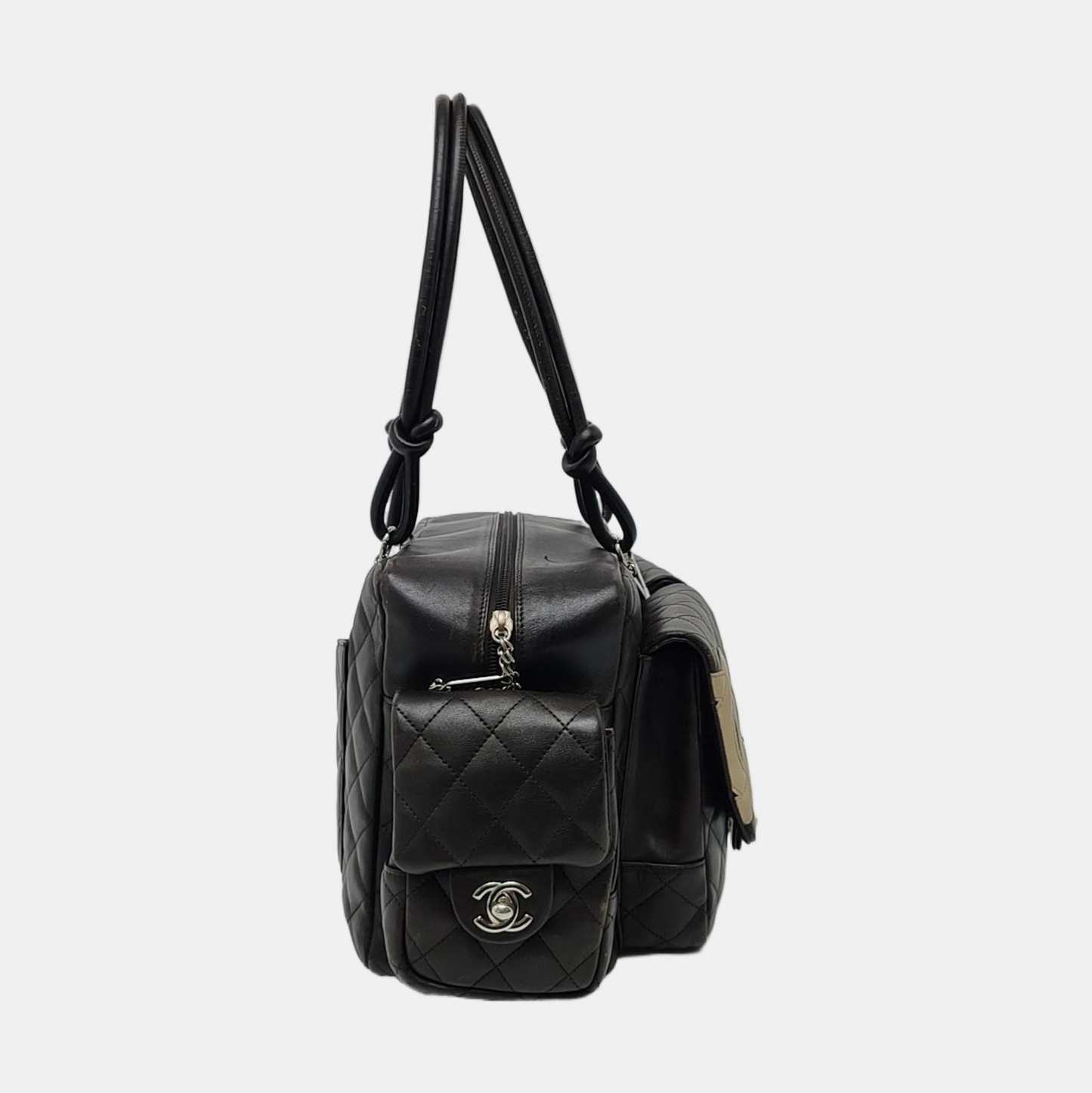 Chanel Cambon Large Dark Brown Calfskin Leather Double Strap Handbag