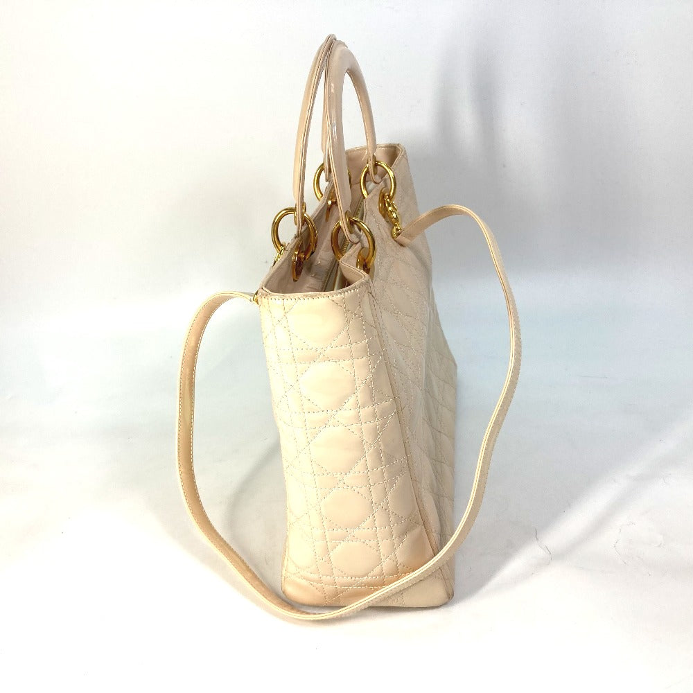 Dior Handbag Patent leather Beige type Lady Dior LADYDIOR Canage Women
