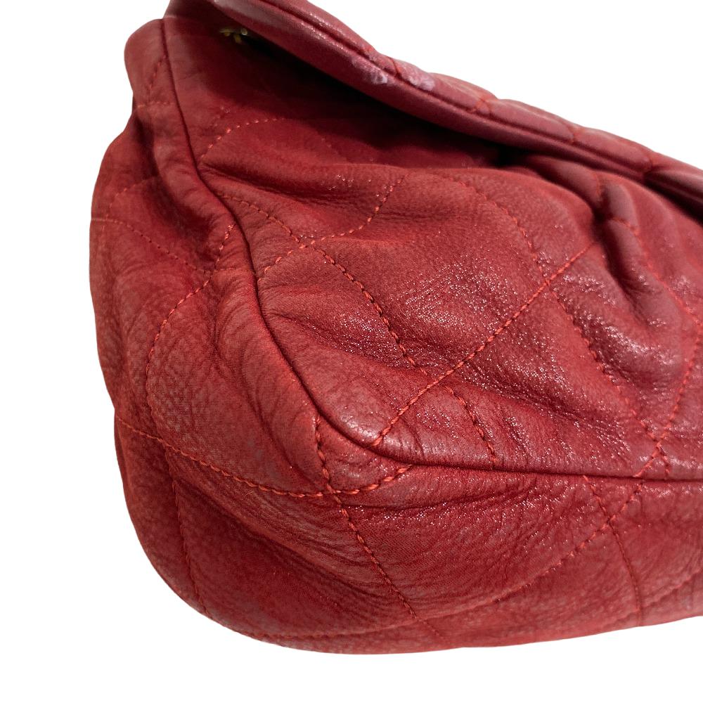 CHANEL Shoulder Bag leather Red Double Chain bag Matrasse COCO Mark Single flap Women