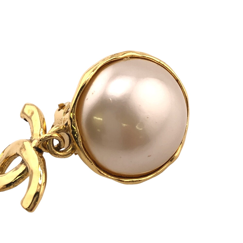 CHANEL Earring Gold Plated gold 94P Fake pearl COCO Mark Women
