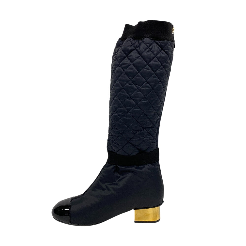 CHANEL boots Patent Leather, Nylon black 2WAY COCO Mark Matrasse K21 Women 39C