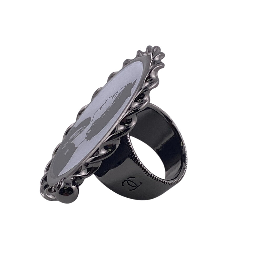 CHANEL Ring metal black Mademoiselle COCO Mark Women