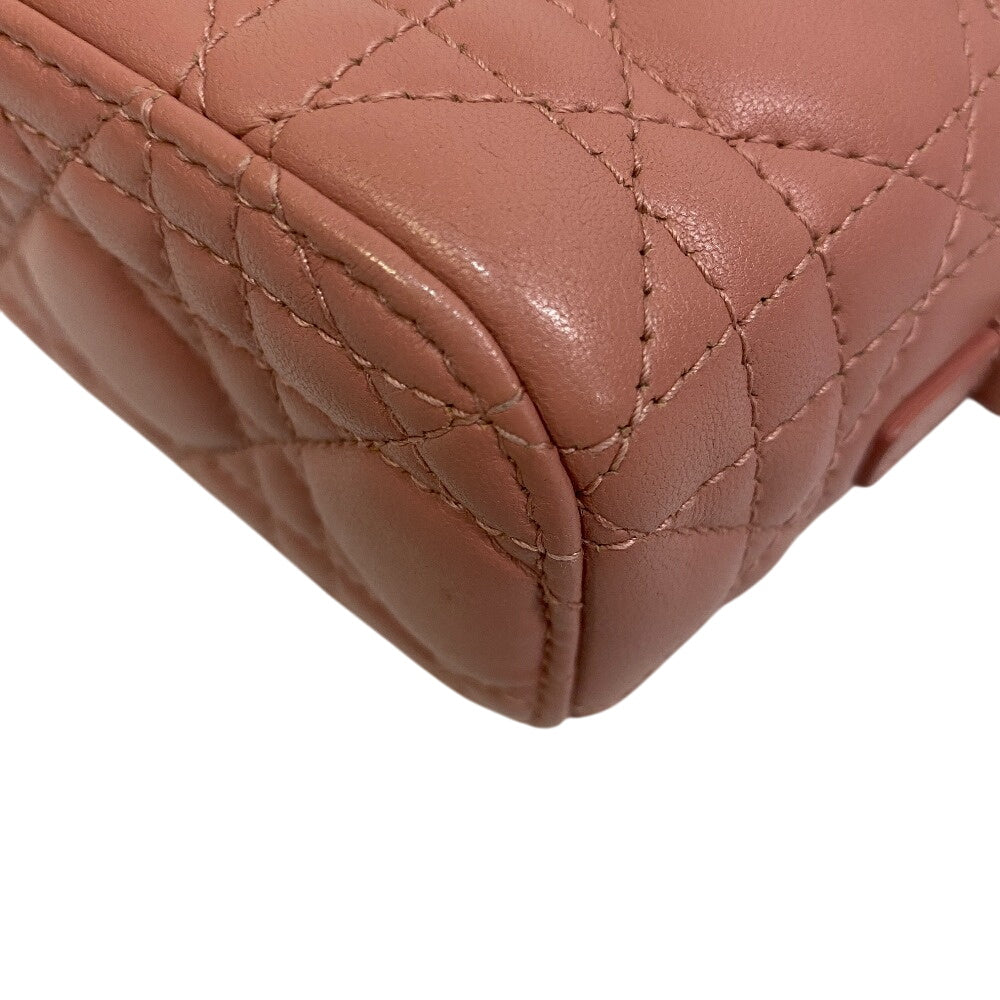 Christian Dior Shoulder Bag leather pink 2way pouch Cannage Shoulder Vanity Women