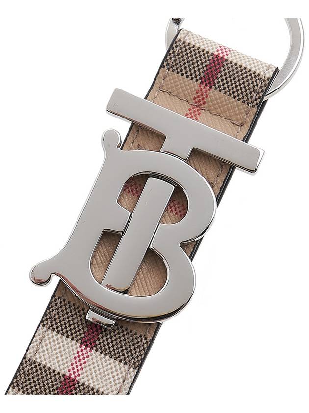 Luxury Burberry Monogram Motif Vintage Check Key Holder Beige