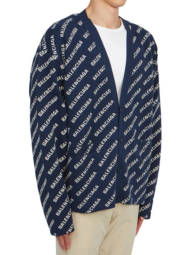 Luxury Balenciaga Trending 2025 Mini Allover Logo Knit Cardigan Blue