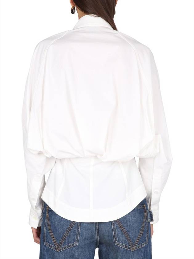 Luxury Bottega Veneta Women's Compact Cotton Long Sleeve Shirt Chalk