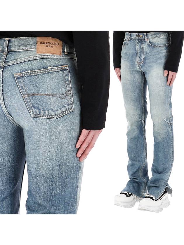 Luxury Balenciaga Trending 2025 Super Fit Washed Denim Jeans Blue