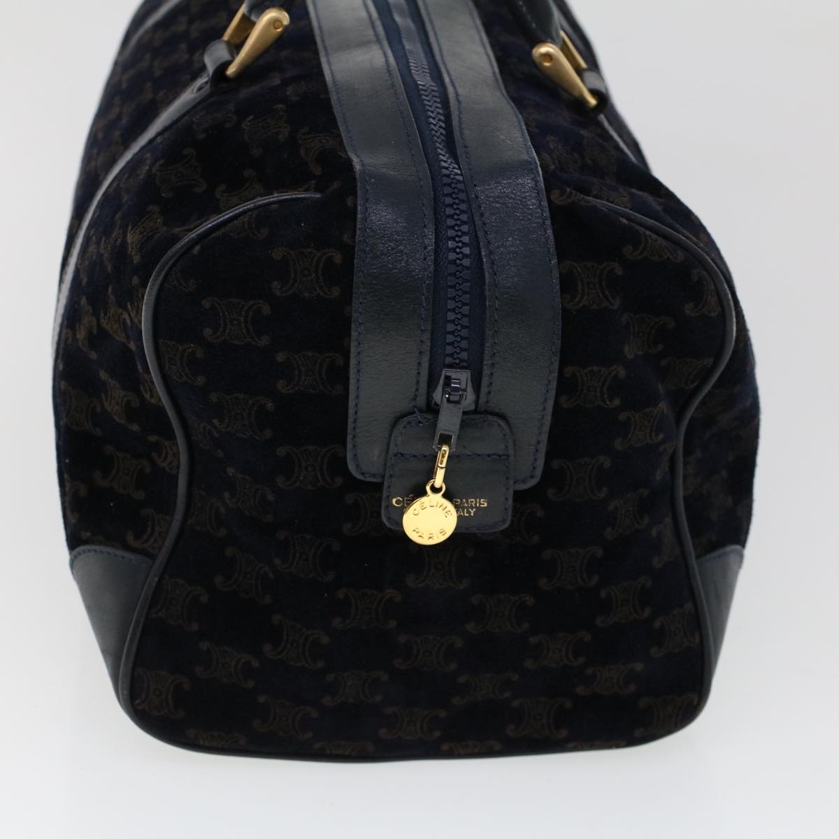Luxury CELINE C Macadam Boston Bag Suede Leather Navy ac2168