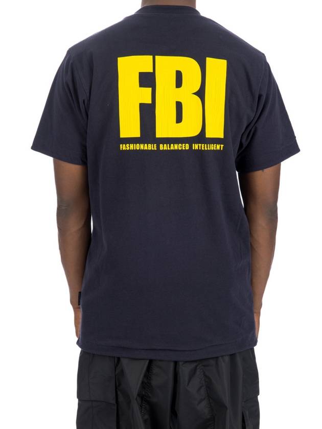 Luxury Balenciaga Trending 2025 FBI Print Reversible Short Sleeve T-Shirt Navy