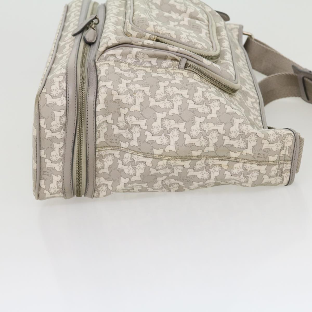 Luxury CELINE Salky Pattern Shoulder Bag Ai Tominaga PVC Leather Gray ac919